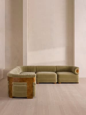 Caleb Modular Corner Sofa - Velvet - Lichen - Dark Burl - UK - Hover Image