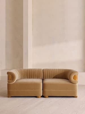 Caleb Modular Three Seater Sofa - Velvet - Camel - Dark Burl - UK - Listing Image