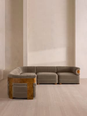 Caleb Modular Corner Sofa - Velvet - Taupe - Dark Burl - UK - Hover Image