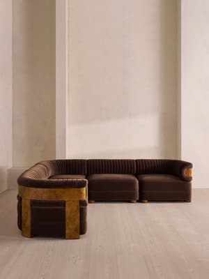 Caleb Modular Corner Sofa - Velvet - Chocolate - Dark Burl - UK - Hover Image
