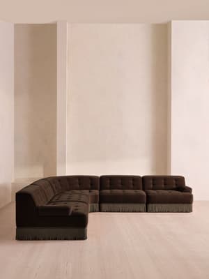 Elowen Modular Sofa - Corner Sofa - Velvet - Chocolate UK - Hover Image