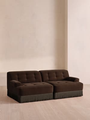 Elowen Modular Sofa - Three Seater - Velvet - Chocolate UK - Hover Image