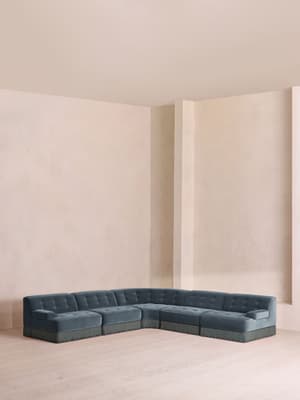Elowen Modular Sofa - Corner Sofa - Velvet - Grey Blue UK - Listing Image