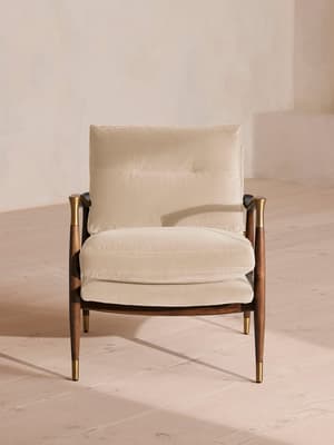 Theodore Armchair - Velvet - Porcelain - Hover Image
