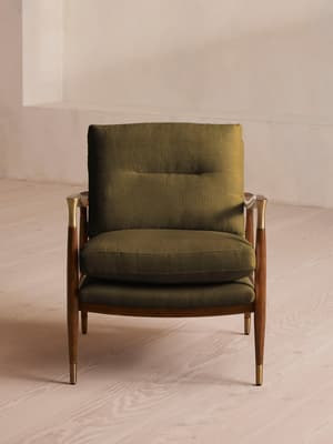 Theodore Armchair - Linen - Olive - Hover Image