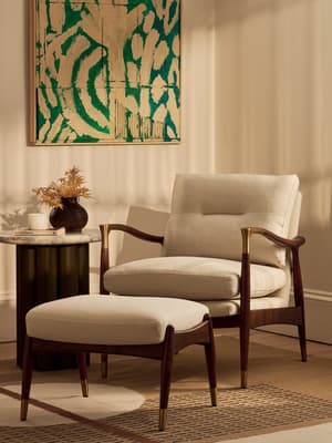 Theodore Footstool - Linen - Natural - Hover Image