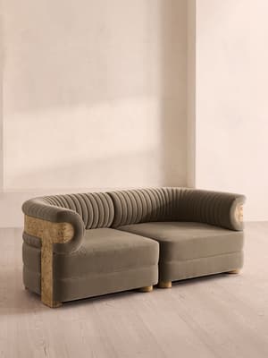 Caleb Modular Three Seater Sofa - Velvet - Taupe - Blonde Burl - UK - Hover Image