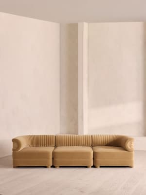 Caleb Modular Four Seater Sofa - Velvet - Camel - Blonde Burl - UK - Listing Image