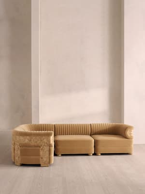 Caleb Modular L-Shape Sofa - Velvet - Camel - Blonde Burl - UK - Hover Image