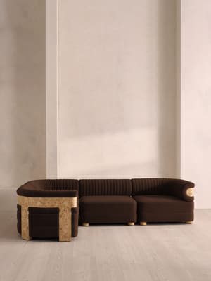 Caleb Modular L-Shape Sofa - Velvet - Chocolate - Blonde Burl - UK - Hover Image