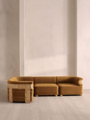 Caleb Modular L-Shape Sofa - Velvet - Mustard - Blonde Burl - UK - Hover Image