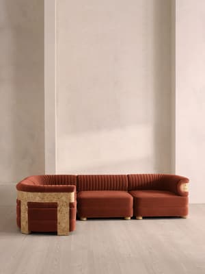 Caleb Modular L-Shape Sofa - Velvet - Rust - Blonde Burl - UK - Hover Image