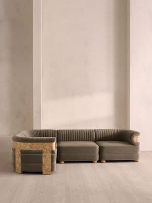 Caleb Modular L-Shape Sofa - Velvet - Taupe - Blonde Burl - UK - Hover Image