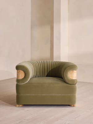 Caleb Armchair - Blonde Burl - Velvet - Lichen - UK - Hover Image