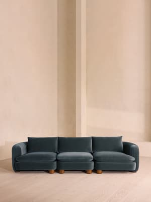 Vivienne Sectional Sofa - Four Seater - Velvet Grey Blue - US - Listing Image