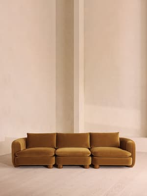 Vivienne Sectional Sofa - Four Seater - Velvet Mustard - US - Listing Image