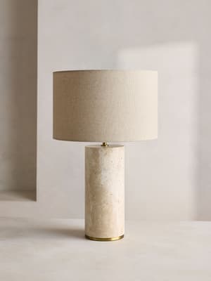 Remi Stone Table Lamp - Cream - Hover Image