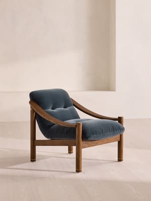 Karine Armchair - Dark Stain - Grey Blue Velvet - US - Listing Image