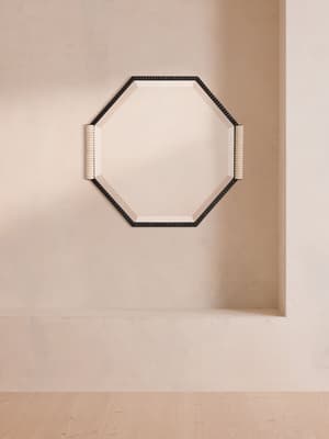 Welton Wall Mirror - Blackened Brass & Travertine - Extra Small - Listing Image