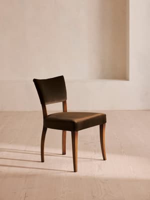 Pair of Molina Dining Chairs - Velvet - Chocolate - UK - Hover Image