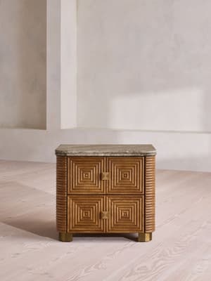 Kingsley Bedside Table - Large - Grey Emperador Marble - Listing Image