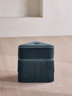 Marta Footstool - Velvet - Grey Blue - US - Hover Image