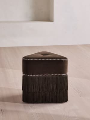 Marta Footstool - Velvet - Chocolate - US - Hover Image