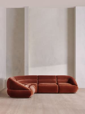 Edison Modular Sofa - L-Shape Sofa - Velvet - Rust US - Hover Image