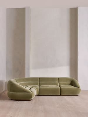 Edison Modular Sofa - L-Shape Sofa - Velvet - Lichen US - Hover Image