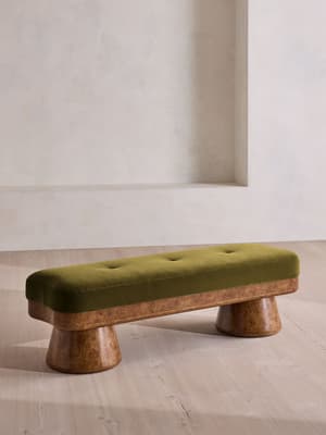 Hallie Bench - Velvet - Olive - UK - Hover Image