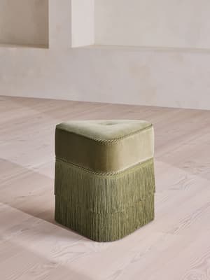Marta Footstool - Velvet - Lichen - UK - Listing Image