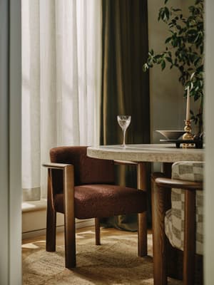 Aria Dining Chair - Boucle Jacquard - Aubergine - UK - Listing Image