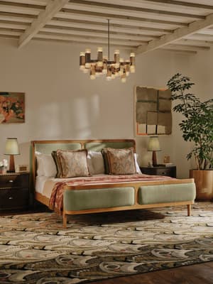 Belsa Bed - Light Wood - Super king - Linen Chenille - Sage UK - Listing Image