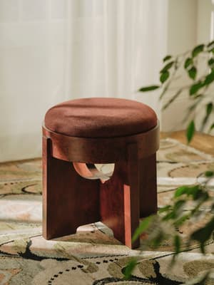 Dalton Burl Footstool - Linen Chenille - Bordeaux - US - Listing Image