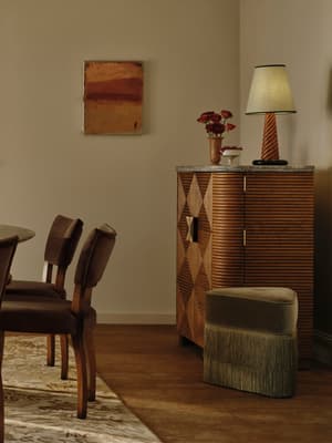 Marta Footstool - Velvet - Lichen - UK - Hover Image