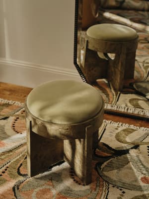 Dalton Burl Footstool - Velvet - Lichen - UK - Listing Image