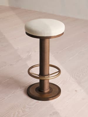 Bryden Counter Barstool - Dark Oak - Linen - Natural - UK - Hover Image