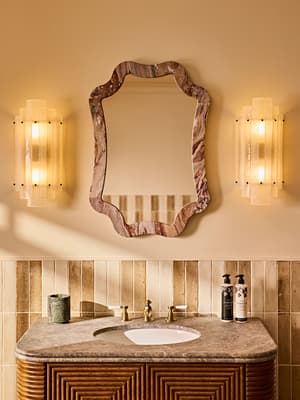 Hollis Wall Mirror - Arabescato Orobico Rosso Marble - Hover Image