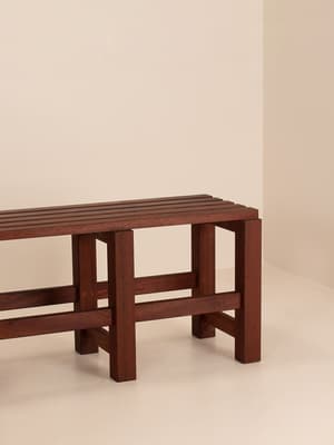 Vintage Mid Century Wooden Bench - Belgium - Hover Image