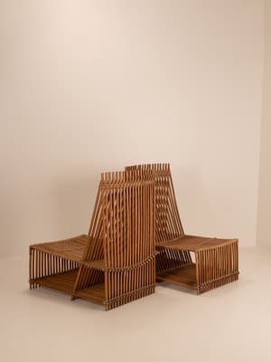 Vintage Pair of Decorative Chairs - Bamboo - Hover Image