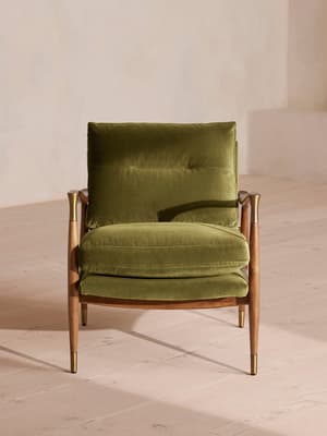 Theodore Armchair - Velvet - Olive - Hover Image
