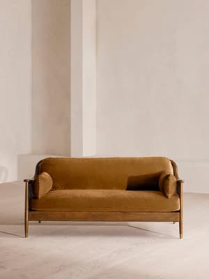 Atlanta Three Seater Sofa - Velvet - Mustard - Hover Image