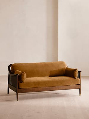 Atlanta Three Seater Sofa - Velvet - Mustard - US - Listing Image
