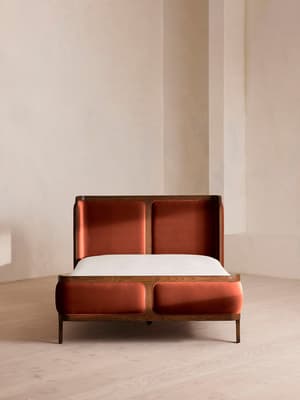 Belsa Bed - King - Velvet - Rust - US - Hover Image
