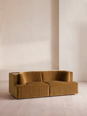 Hamish Sectional Sofa - Three Seater - Velvet - Mustard - US - Hover Image
