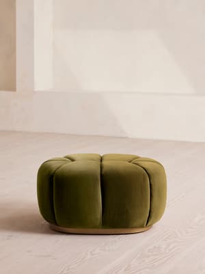 Garret Footstool - Velvet - Olive - Hover Image