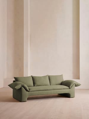 Wyatt Three Seater Sofa - Linen - Sage - US - Hover Image