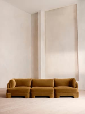 Odell Modular Sofa - Four Seater - Velvet - Mustard - Hover Image