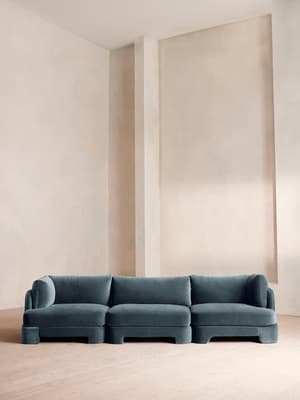 Odell Deeper Sit Modular Sofa - Four Seater - Velvet Grey Blue UK - Listing Image