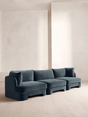 Odell Deeper Sit Modular Sofa - Four Seater - Velvet Grey Blue UK - Hover Image